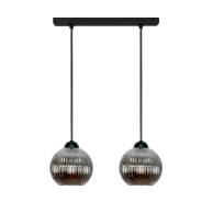 LAMPA SUFITOWA WISZĄCA CZARNA KLOSZ SZKLANY GRAFITOWY SFERA 15-058