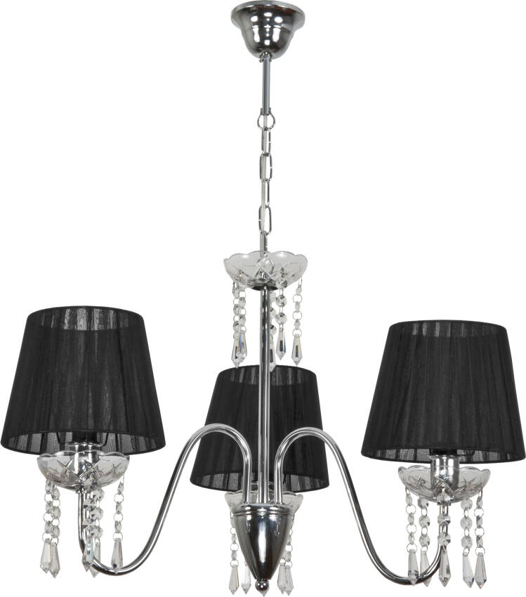 Nowoczesna lampa wisząca sufitowa chromowa z kryształkami abażur czarny MIA NEGRO 12-402