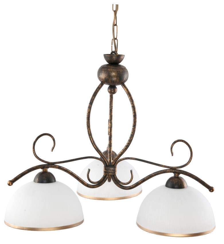 Lampa wisząca sufitowa czarna stare złoto klosz biały GOMERA 9-982