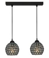 Lampa wisząca sufitowa czarna klosz kryształki KLAUDIUSZ 14-748