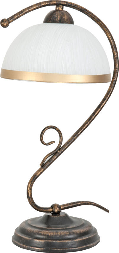 Lampa stołowa czarna stare złoto klosz biały RENOS 1-876