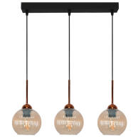 LAMPA SUFITOWA WISZĄCA CZARNA KLOSZ SZKLANY BURSZTYNOWY PION 15-044