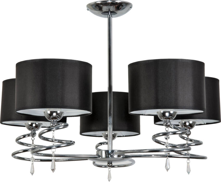 Plafon sufitowy chrom z kryształkami abażur czarny QUEEN NEGRO 12-630