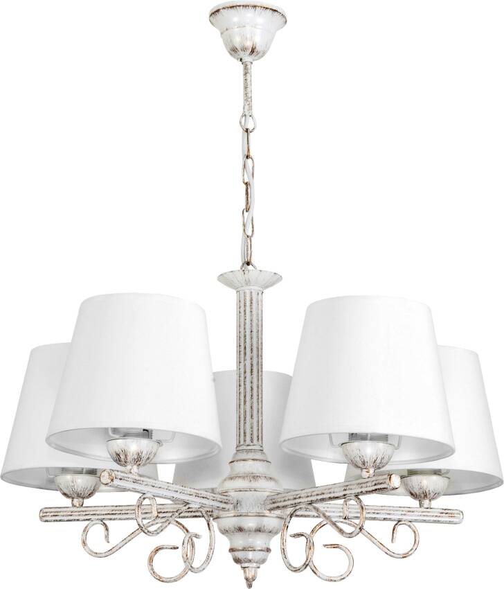 Lampa wisząca sufitowa biała stare złoto abażur biały METTE 9-890