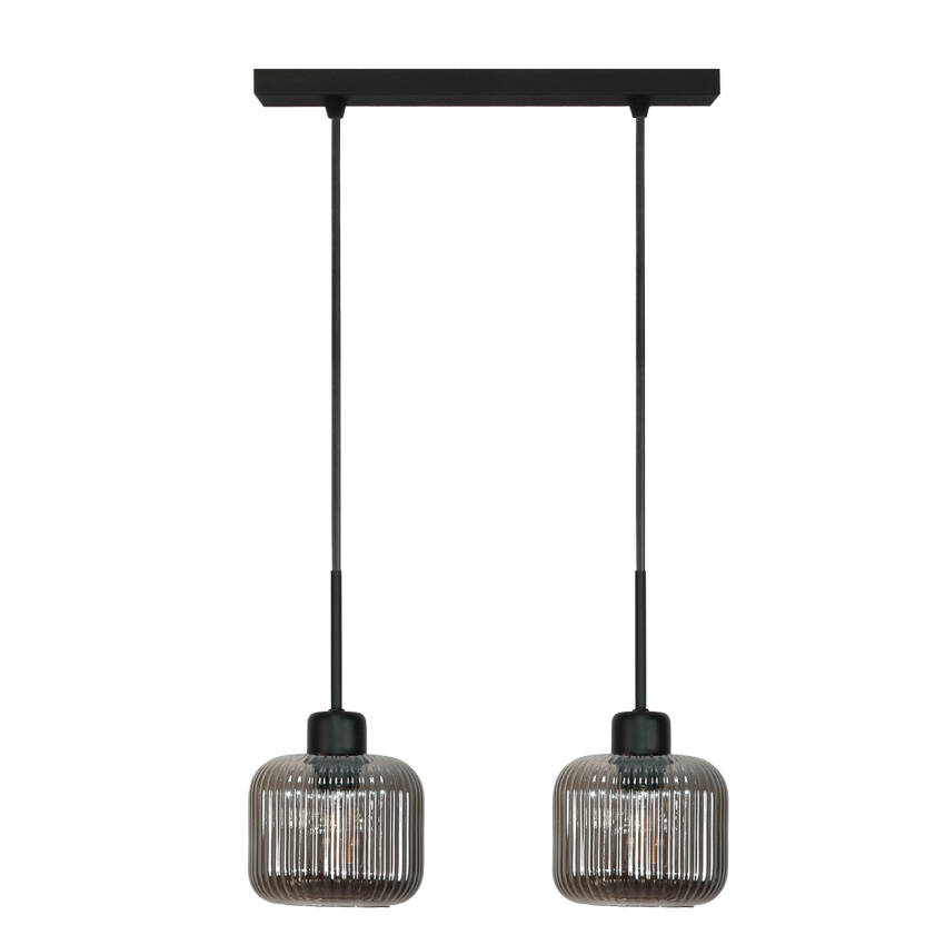 LAMPA SUFITOWA WISZĄCA CZARNA KLOSZ SZKLANY GRAFIT BEKA GREY 15-008