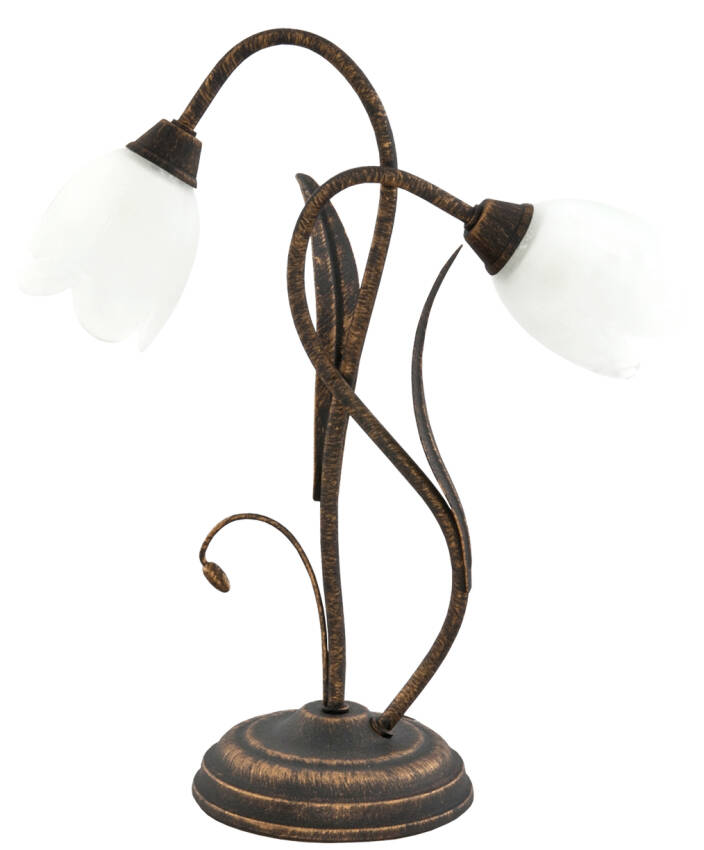 Lampa stołowa czarna stare złoto klosz biały MARKOS LATTE 10-736/2