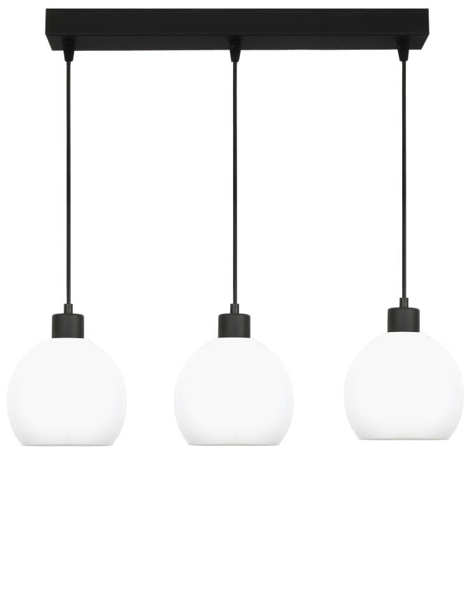 Lampa wisząca sufitowa czarna klosz biały KATARA 14-172