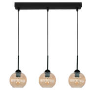 LAMPA SUFITOWA WISZĄCA CZARNA KLOSZ SZKLANY BURSZTYNOWY PION 15-034