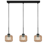 LAMPA SUFITOWA WISZĄCA CZARNA KLOSZ SZKLANY BURSZTYNOWY BEKA AMBER 15-014